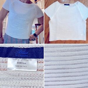 LES COPAINS Designer Italian Mesh Boxy Knit Sweater Crop Top Small IT 40
